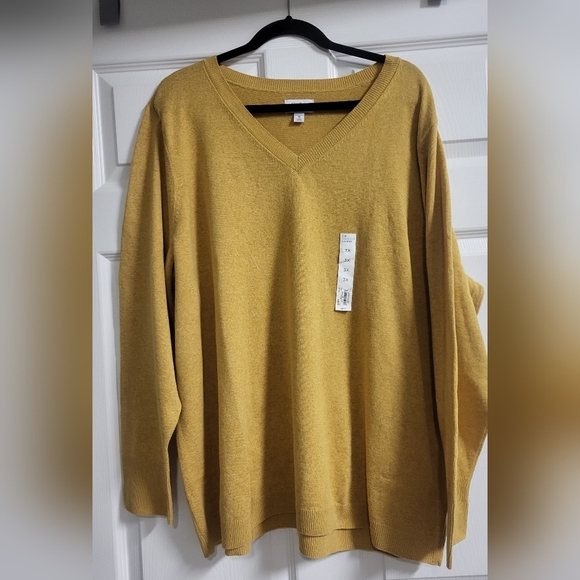 Croft & Barrow - NWT-Womens Mustard Yellow V-Neck Sweater - Size 3X - Picture 1 of 4